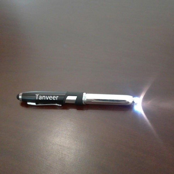 Name Pen With Stylus, Torch &amp; Mobile Holder