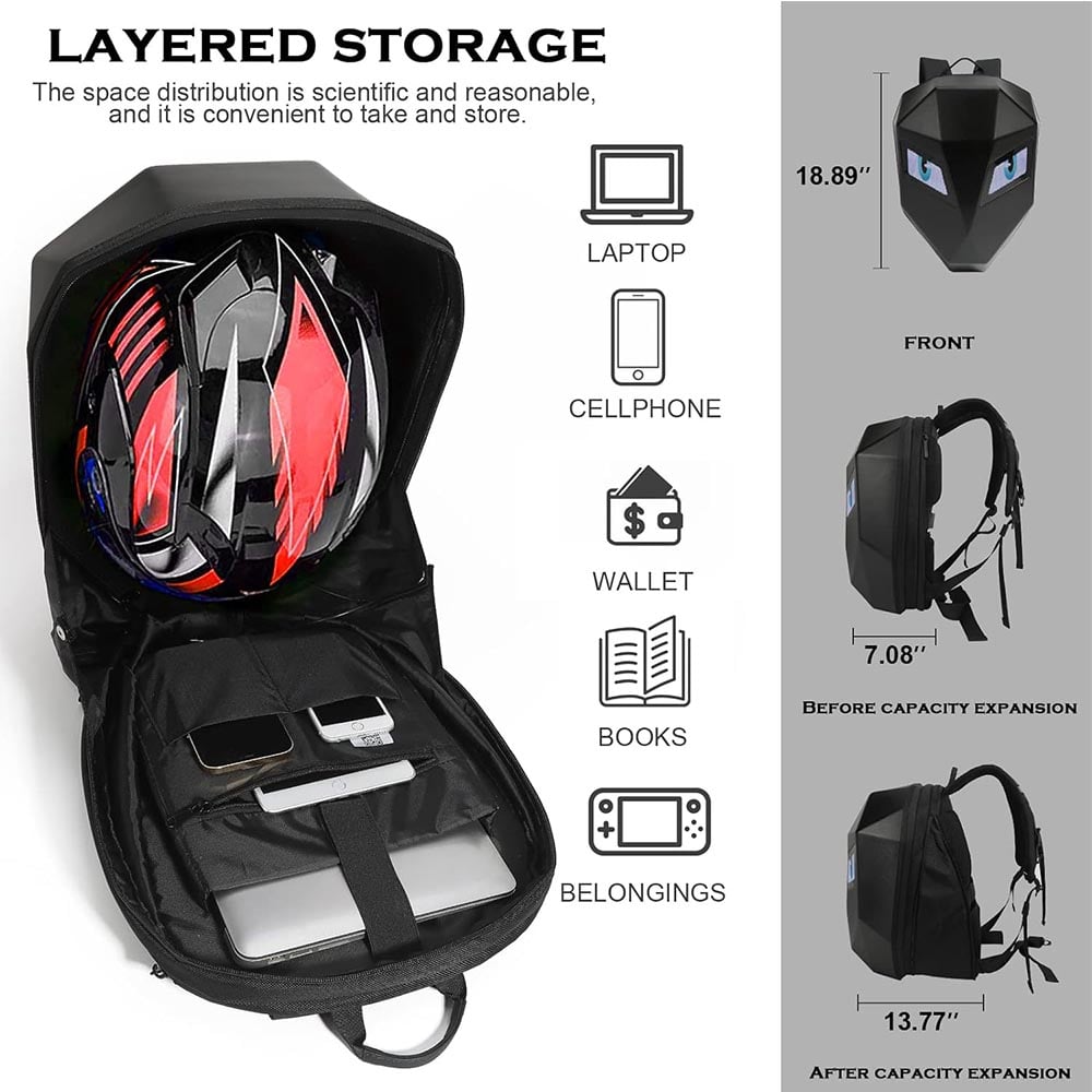 Led Eye Backpack Dimensions Drawing.pdf LED Bag Backpack | Eyes Bag | LED Rider Backpack – MugArt