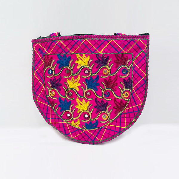Hand Bag Semi Round | Embroidered Hand Made - BG-106
