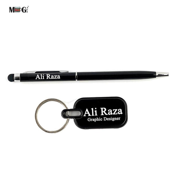 Keychain &amp; Stylus Ball Pen Set Name Engraved