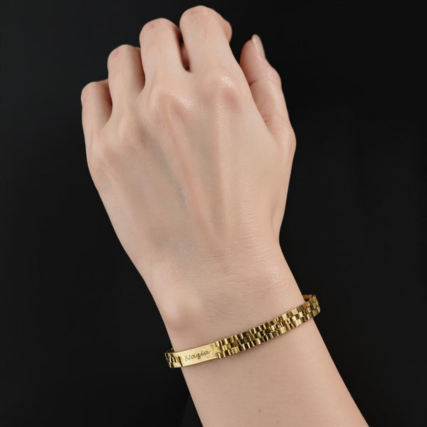 Rolex Style Women Bracelet Name Engraved