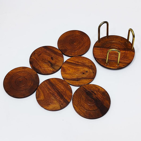 Wooden Hand Crafted Coasters | Set Of 6