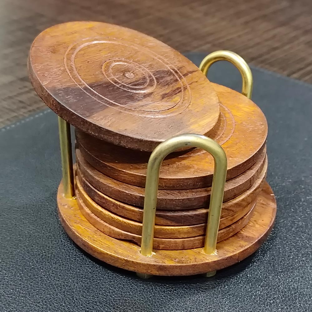 Hand Build Coasters Wooden Hand Crafted Coasters | Set Of 6 – MugArt