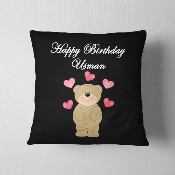 Happy Birthday Name Teddy Cushion