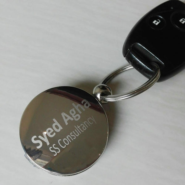 Name Metal Round Keychain With Torch
