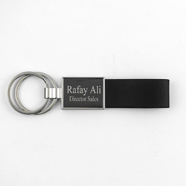 Double Ring Keychain Name Engraved