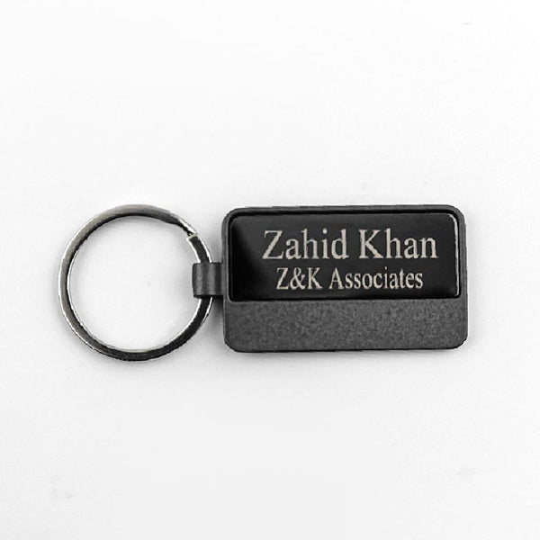 Two Tone Metal Keychain Name Engraved