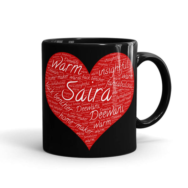 Name & Text Heart Artwork Mug - Customizable