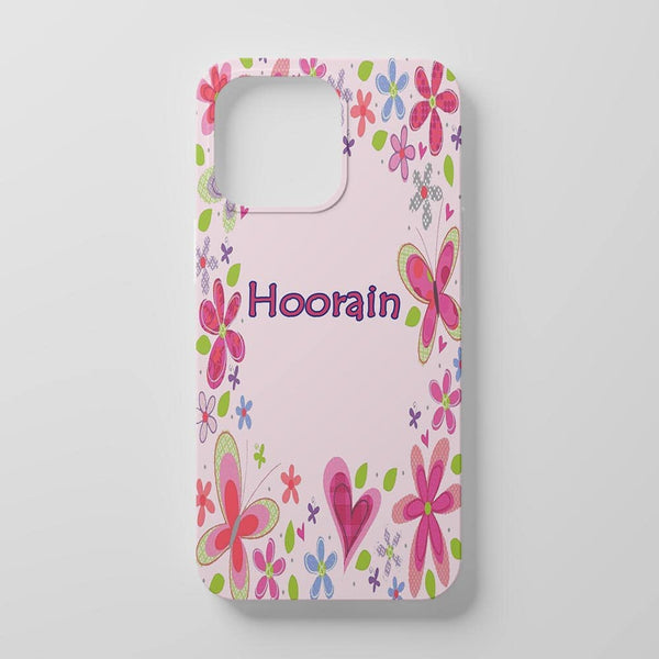 Floral Pink Name Mobile Cover