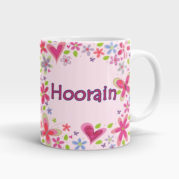 Floral Pink Name Mug - Customizable