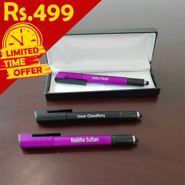 Backlit Name Pen With Mobile Holder &amp; Stylus