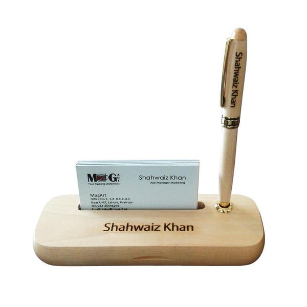 Wooden Name Engraved Pen With Cards Slot