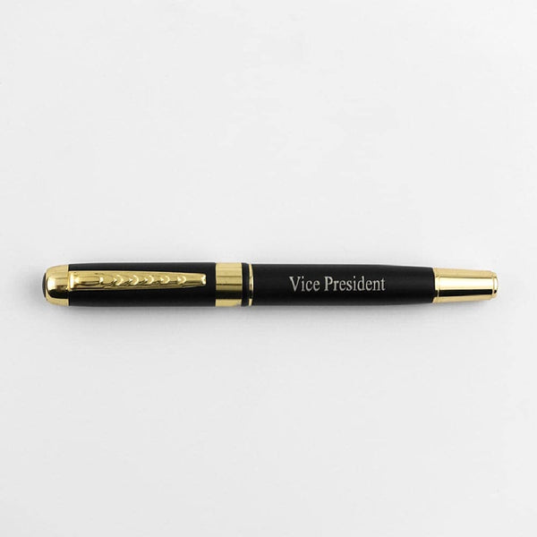 Gold &amp; Black Fountain Pen Name Engraved