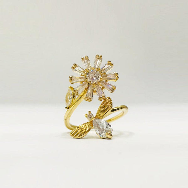 Flower Fidget Ring With Bee