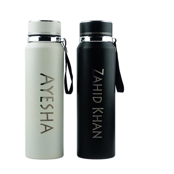 Temperature Display 1 Liter Sports Bottle With Grip Strap Name Engraved