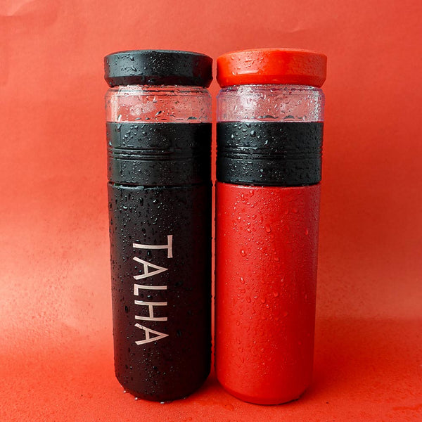 Travel Bottle With Tea & Detox Water Strainer | Easy Grip Strap
