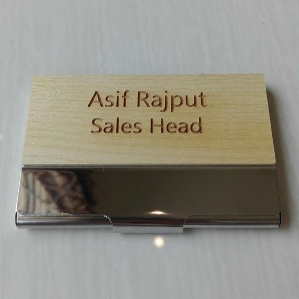 Name Engraved | Wooden Metal Visiting Cards Holder