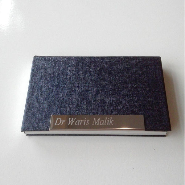 Self-Textured | Name Engraved | Visiting Cards Holder Blue