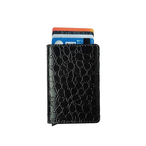 Pop-Up Wallet RFID Blocking Crocodile Leatherette Textured