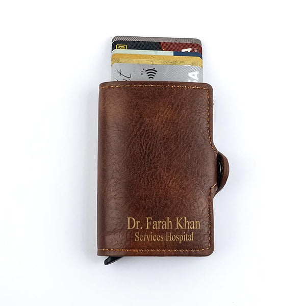 Pop-up Wallet RFID Blocking Name Engraved