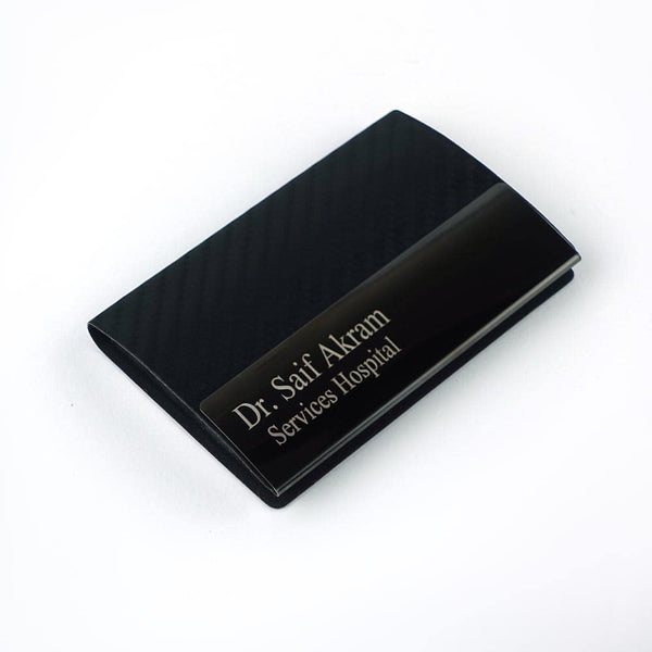 Carbon Fiber Textured Professional Visiting Card Holder Name Engraved