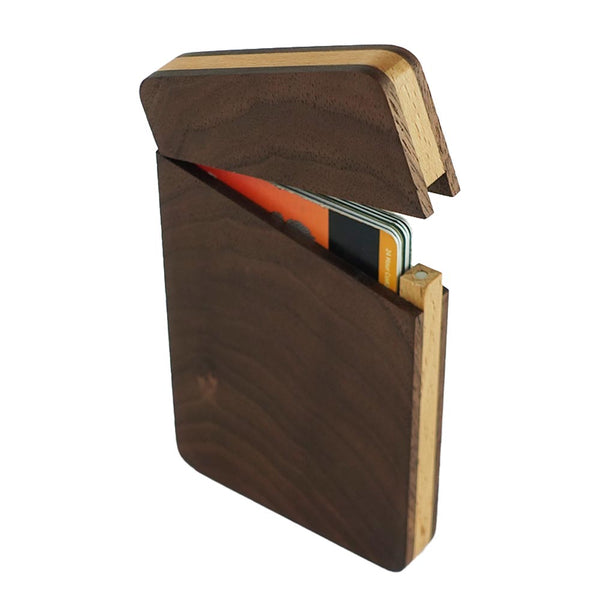 Walnut Wood Luxury Business Card Holder With Magnetic Lid