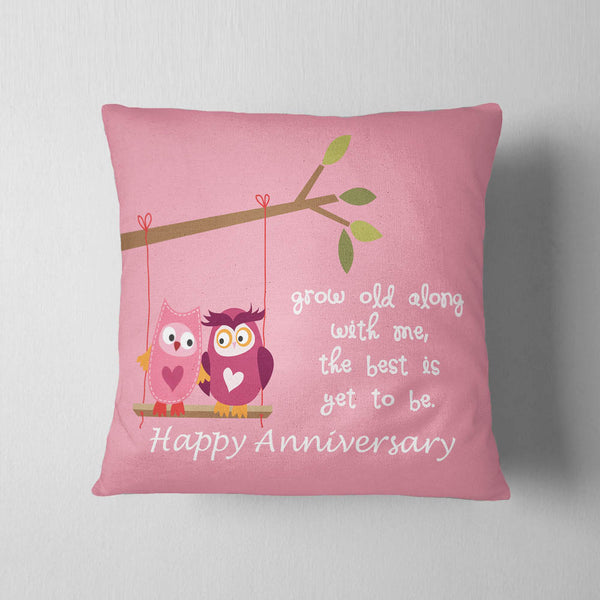 Grow Old With Me Anniversary Cushion - Pink