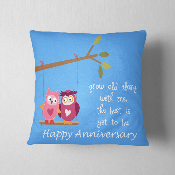 Grow Old With Me Anniversary Cushion - Blue
