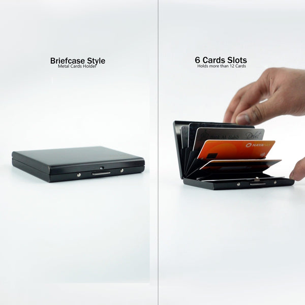 Briefcase Style Metal Cards Holder RFID Blocking