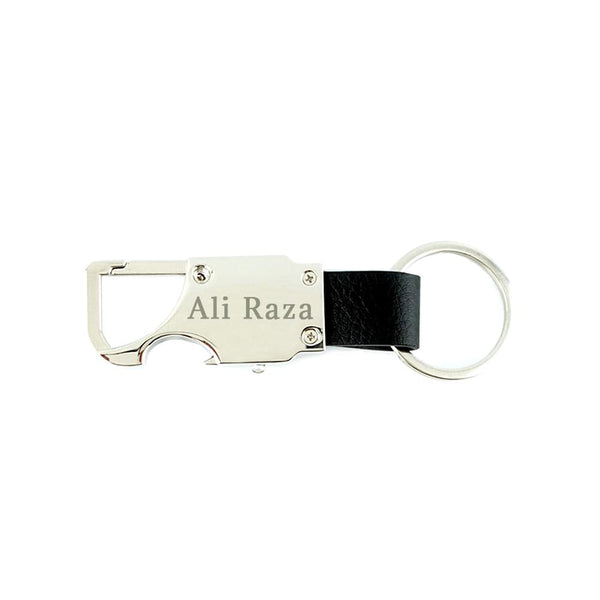 Name Metal Keychain With Bottle Opener, Torch &amp; Hook Name Engraved